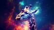 © cac_tus - A giraffe standing in front of a colorful background