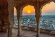 beautiful Indian sunset landscape up in a hill in New Delhi