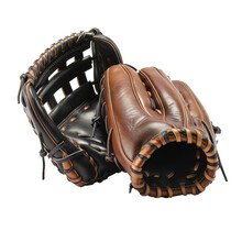 Brown Color Baseball Gloves Isolated On Transparent Background. Concept Of Sports.