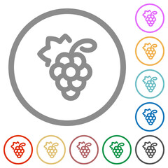 Sticker - Grapes flat icons with outlines