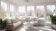 © Rainbow Stock - Bright and Airy Sunroom with White Ceiling Fan
