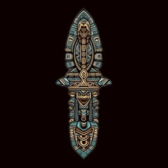 Canvas Print - aztec dagger, cartoon style