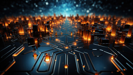 Data Technology Seamless Background, Abstract Digital Network