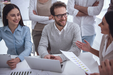 Canvas Print - Business people working