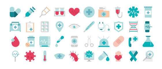 Wall Mural - Medical and health care icon set