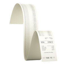 Poster - Printed receipt, bill. 3D rendering isolated on transparent background