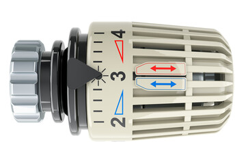 Poster - temperature control valve, thermostatic valve head, thermostatic radiator valve, 3d rendering isolat