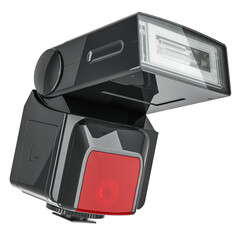 Poster - Camera Flash, professional photography external flash, 3D rendering isolated on transparent background