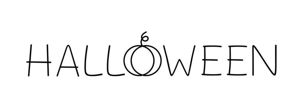 Halloween  lettering with pumpkin for banner, event, invitation, celebration, advertising, poster, print, sticker, label, template, home decor
