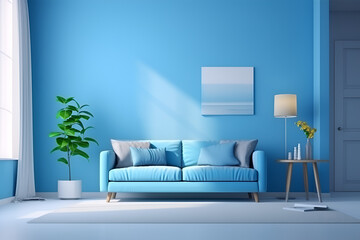 Wall Mural - modern living room blue