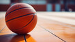 © cwiela_CH - Basketball on Court. A basketball laying on an indoor court or outdoor pavement.