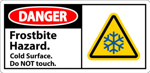 Wall Mural - Danger Sign Frostbite Hazard, Do not Touch Cold Surface