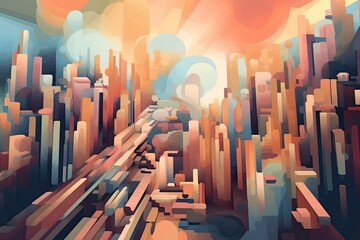 Wall Mural - Abstract Shapes Background: Geometric Precision of a Well-Organized Cityscape, generative AI