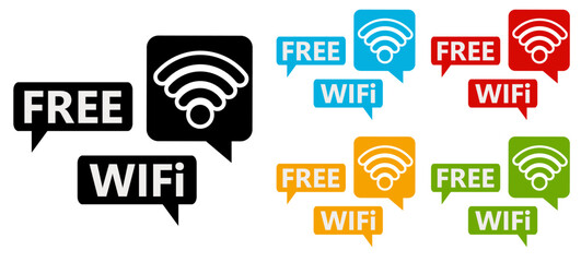 Wall Mural - Set free wifi icon. Free network connection sign design Vector illustration