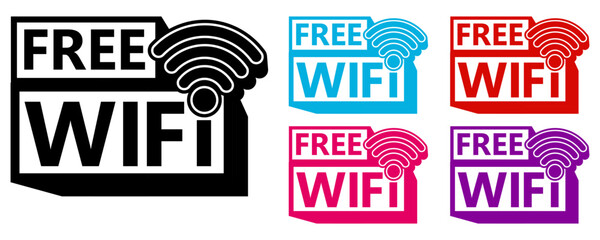 Wall Mural - Set free wifi connection icon. Available free internet zone sign design Vector illustration