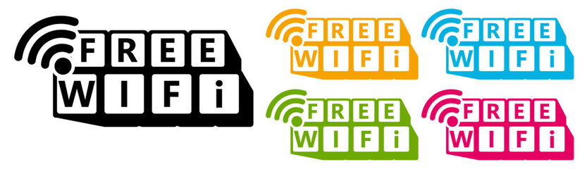 Wall Mural - Set collections free wi-fi icon. Available hotspot sign labels sticker design Vector illustration