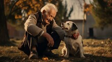 Elderly Man With A Dog