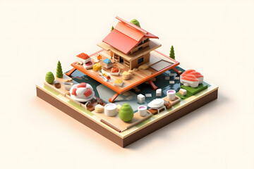 Sticker - delicious japanese sushi 3d isometric style