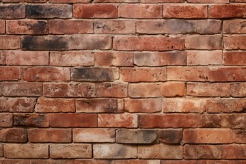 Poster - Generative AI : Old brick wall, old texture of red stone blocks close-up