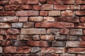 Poster - Generative AI : Old brick wall, old texture of red stone blocks close-up