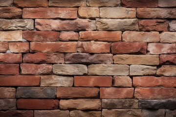 Poster - Generative AI : Old brick wall, old texture of red stone blocks close-up