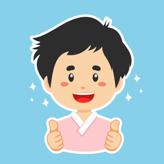 Wall Mural - Happy South Korea Character Sticker