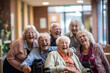 happy group of elderly people in a nursing home