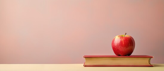 Poster - copy space image on isolated background with an apple on top of books