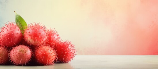 Poster - Rambutan isolated pastel background Copy space