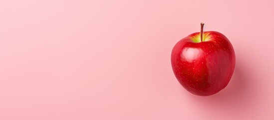 Poster - Red apple on a isolated pastel background Copy space