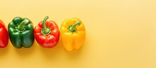 Sweet Peppers Isolated On A Isolated Pastel Background Copy Space