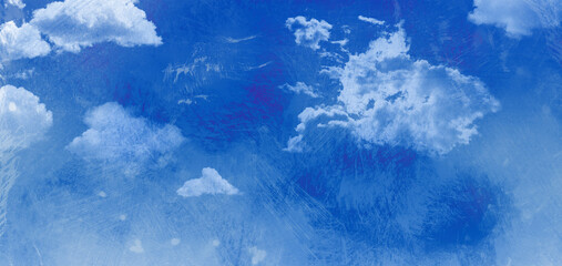 Wall Mural - Digital png illustration of clouds on blue sky on transparent background