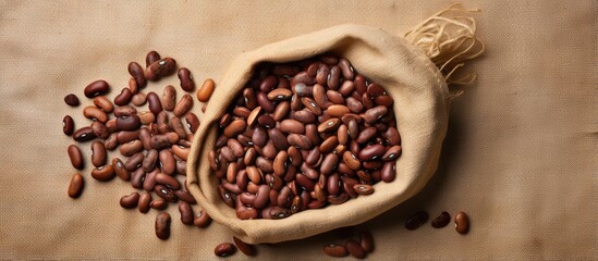 Aufkleber - copy space image on isolated background with burlap sack containing adzuki beans