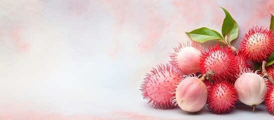 Poster - Rambutan isolated pastel background Copy space
