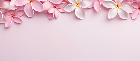 Poster - Plumeria flowers in bright pink against a isolated pastel background Copy space