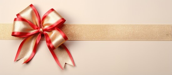 Poster - copy space image on isolated background with a bright red ribbon