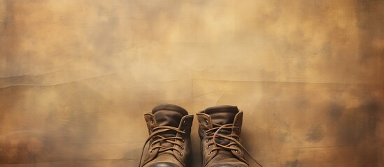 Separate worn and soiled footwear isolated pastel background Copy space