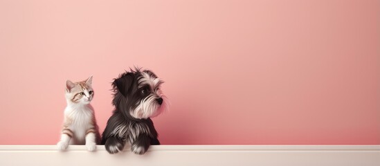 Poster - copy space image on isolated background highlights cat and dog