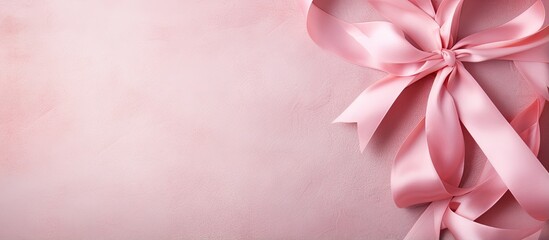 Poster - copy space image on isolated background with a single pink ribbon