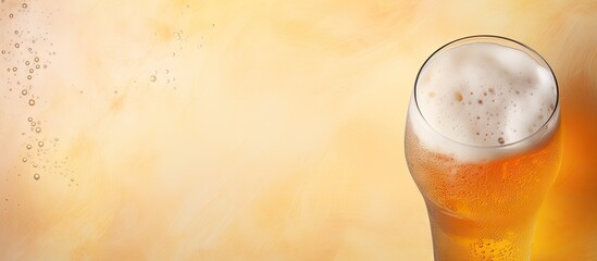 Wall Mural - Pouring beer into glass isolated pastel background Copy space