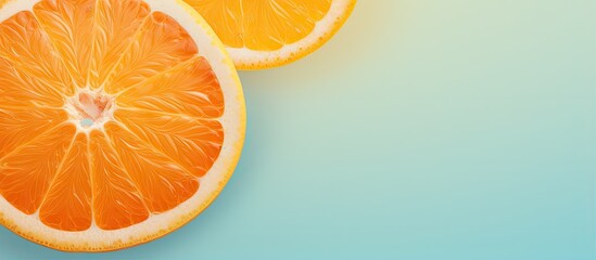 Poster - Tangerine illustration on isolated pastel background Copy space falling background