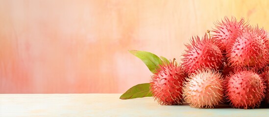Poster - Rambutan isolated pastel background Copy space