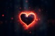 a bright red neon heart glowing in the black, in the style of personal iconography
