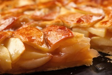 Poster - close-up of the flaky crust of a freshly baked apple pie