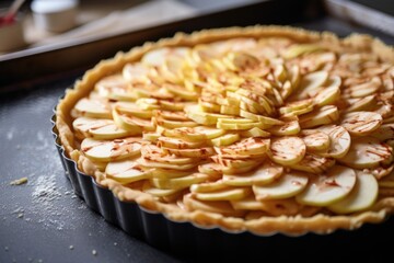 Poster - raw apple pie before baking on an oven tray