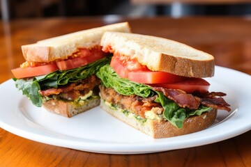 Sticker - a breakfast sandwich with bacon, lettuce, and tomato