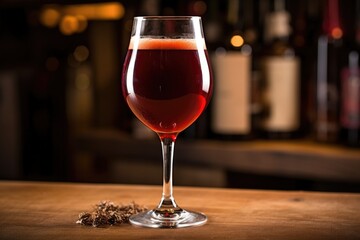 Sticker - flanders red ale in a wine glass, garnet red hue