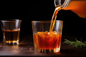 Sticker - carrot juice poured from a jug into a glass