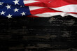 American Flag on Rustic Black Wood background