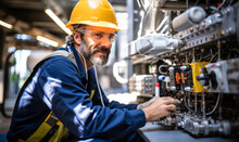 Portrait Of Control And Valve Installer Repairer. Install, Repair, Maintain Mechanical Regulating & Controlling Devices: Electric Meters, Gas Regulators, Thermostats, Safety Flow Valves And Governors